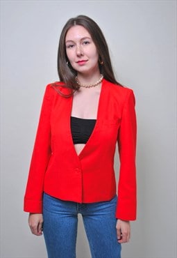 Vintage red blazer, 90s women cropped party jacket