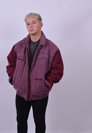 VINTAGE 90'S PADDED BOMBER JACKET CRAZY LINING SIZE MEDIUM