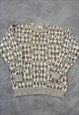 VINTAGE KNITTED JUMPER ABSTRACT PATTERNED KNIT SWEATER