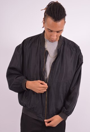 MENS VINTAGE BOMBER JACKET XL BLACK 90S