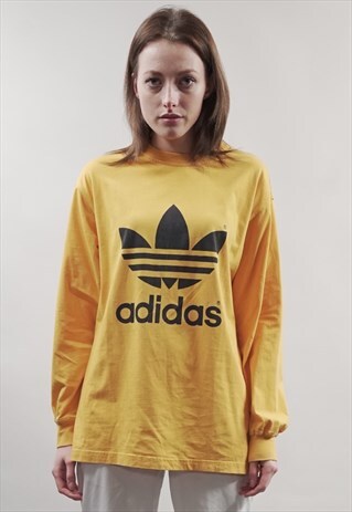 VINTAGE 90'S ADIDAS LOGO YELLOW SWEATER