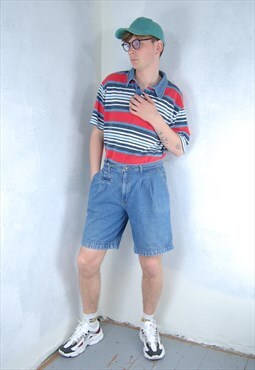 Vintage 90's cargo light blue festival baggy denim shorts 