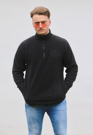HARLEY-DAVIDSON USA 1/4 ZIP JET BLACK FLEECE SWEATSHIRT