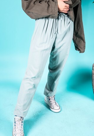 VINTAGE 1990S TROUSERS IN MINT GREEN WITH A HIGH-WAIST