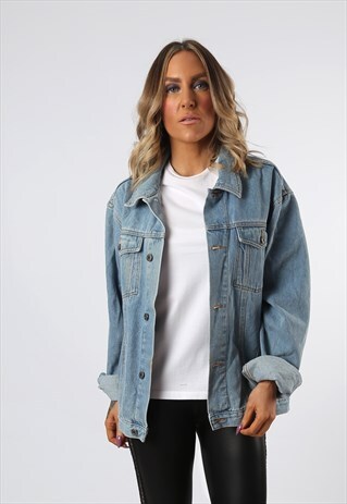 DENIM JACKET OVERSIZED FITTED VINTAGE UK 18 (N4A)