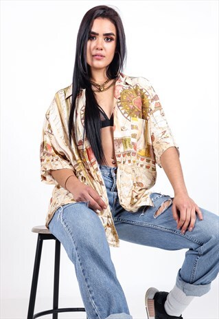 VINTAGE ATLAS PATTERNED SHIRT S1027
