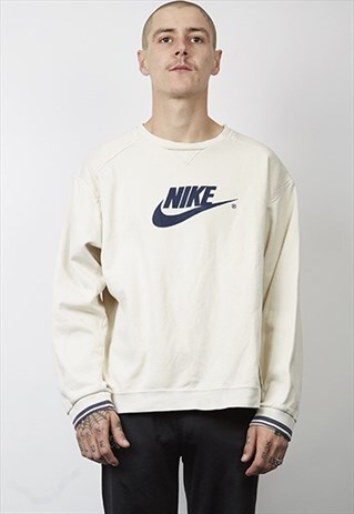 VINTAGE 90'S NIKE CREAM RIB DETAIL SWEATSHIRT