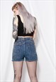 90S GRUNGE ACID WASH REWORKED STUD HIGH WAIST DENIM SHORT