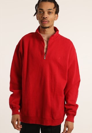 VINTAGE FILA EMBROIDERED LOGO 1/4 ZIP SWEATSHIRT