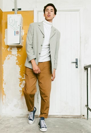VINTAGE MINIMALIST GREY WOOL BLAZER