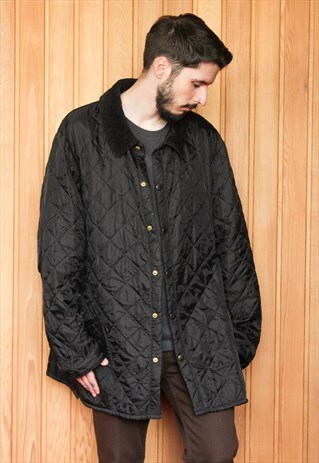 VINTAGE 1990S BLACK BARBOUR QUILTED COAT