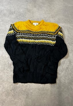 Abstract Knitted Jumper Patterned Grandad Sweater
