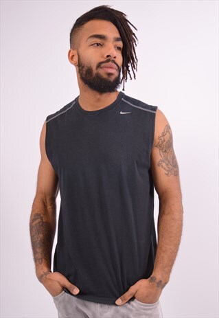 NIKE MENS VINTAGE VEST TOP SMALL BLACK 90S