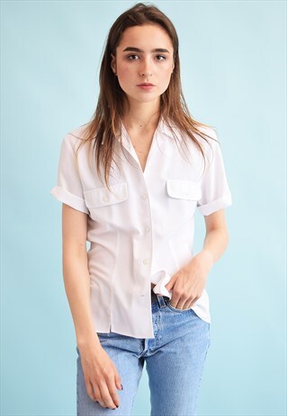 90'S RETRO NEUTRAL MINIMALIST OVERSIZED BLOUSE TOP