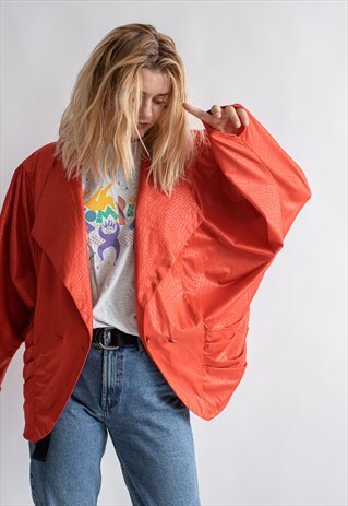 VINTAGE 80S KITSCH WIDE SLEEVE JACKET IN SNAKE PATTERN