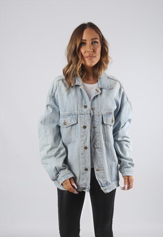 VINTAGE DENIM JACKET OVERSIZED FITTED UK 14 - 16 (J91C)