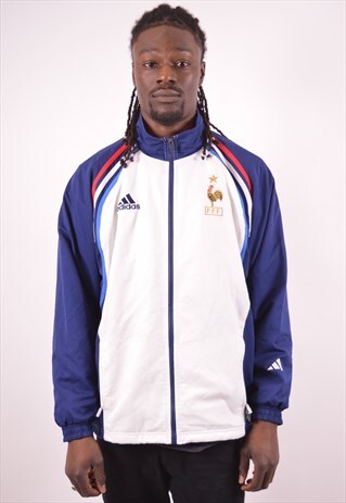 ADIDAS MENS VINTAGE TRACKSUIT TOP JACKET LARGE WHITE 90S