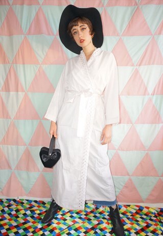 VINTAGE 90S PASTEL BABY PINK MAXI DRESSING GOWN / ROBE