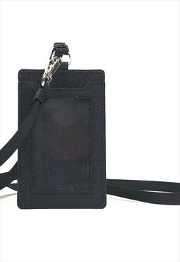 Black Unisex Saffiano Leather Card Holder