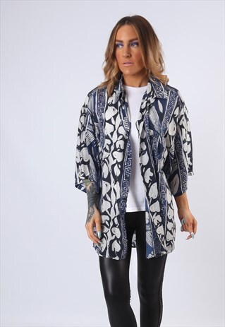 PRINT PATTERNED SILK SHIRT OVERSIZED FITTED UK 20 - 22 (42F)