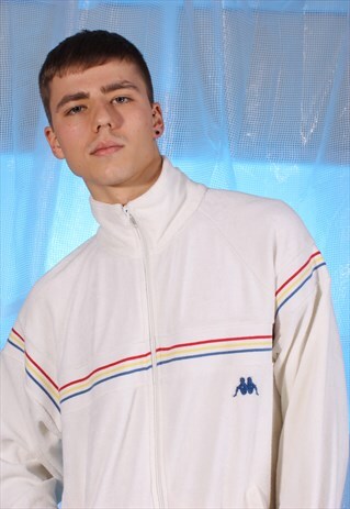 VINTAGE KAPPA WHITE TOWELLING TRACK JACKET