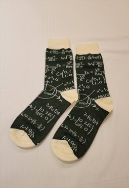 Math Formula Pattern Cozy Socks in Green color