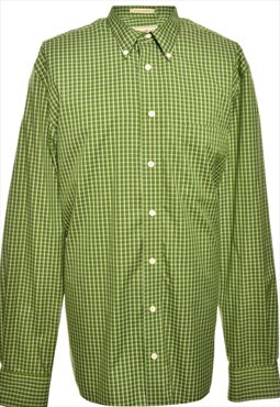 Eddie Bauer Green & White Long-Sleeved Checked Shirt - XL