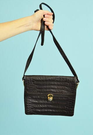 COOL VINTAGE 90'S FAUX LEATHER PETITE SATCHEL SHOULDER BAG