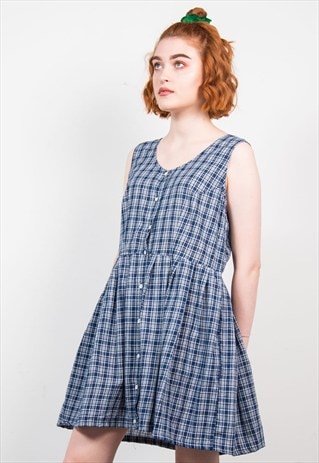 VINTAGE 90'S BLUE CHECK MINI DRESS