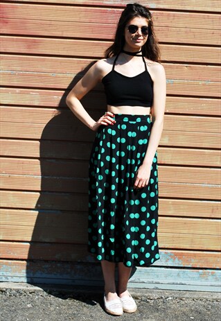 VINTAGE 90S SPOTTY MIDI SKIRT