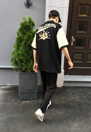 VINTAGE 90S BLACK BEIGE LEBOWSKI BOWLING SHIRT
