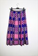VINTAGE 70S MAXI PINK AND BLUE PLEATED SKIRT 