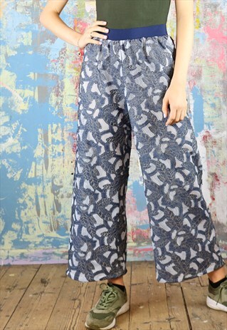 TROUSERS IN MESH WITH DENIM LEAVES