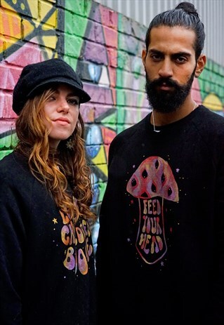 HANDPAINTED SUSTAINABLE PSYCHEDELIC MUSHROOM SWEATSHIRT