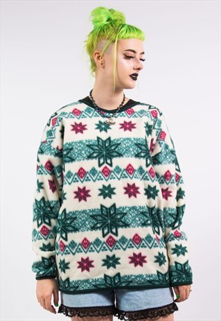 VINTAGE 90'S FAIRISLE FLEECE SWEATSHIRT