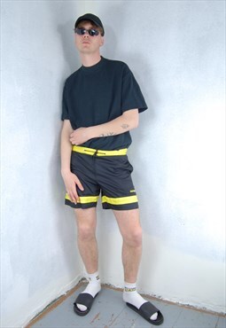 Vintage Y2K black yellow ocean festival swimwear shorts 