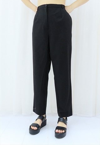 80S VINTAGE BLACK HIGH WAISTED TROUSERS (SIZE XXL)