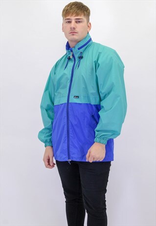 VINTAGE KWAY WINDBREAKER JACKET IN GREEN