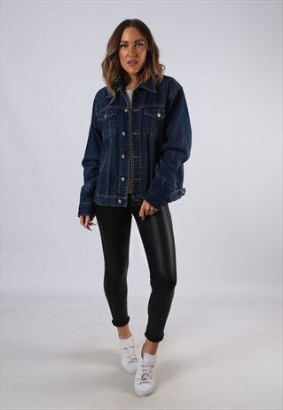 VINTAGE DENIM JACKET OVERSIZED FITTED UK 14 LARGE (FC3H)