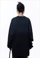 GRADIENT JUMPER VINTAGE WASH T-SHIRT SKATER TOP IN BLACK