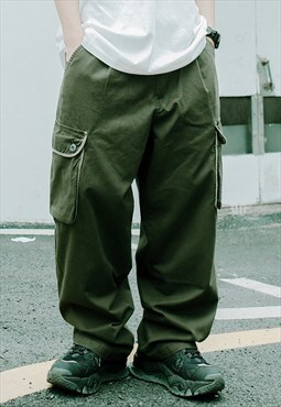 Army Green Cargo Pants Jeans Trousers Unisex Y2k