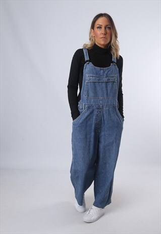 DENIM DUNGAREES JEANS 90'S VINTAGE UK 16 (DLAF)