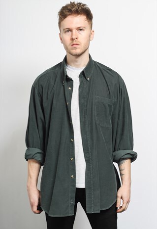 VINTAGE CORDUROY CORD SHIRT GREEN