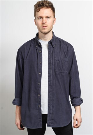 VINTAGE CORDUROY CORD SHIRT BLUE