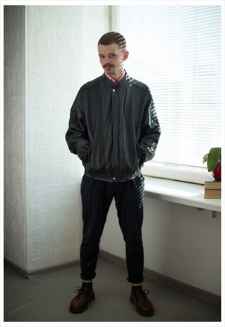 VINTAGE 70'S BLACK LEATHER BOMBER JACKET