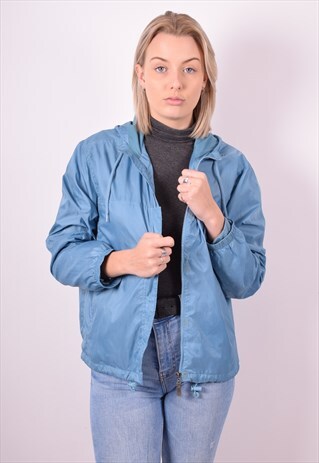 NIKE WOMENS VINTAGE HOODIE JACKET SMALL BLUE 90S
