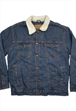 Wrangler Vintage Men's Dark Blue Denim Sherpa Jacket