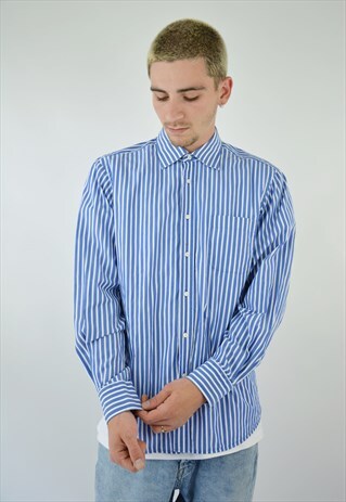 VINTAGE HUGO BOSS SHIRT IN BLUE AND WHITE COLOR