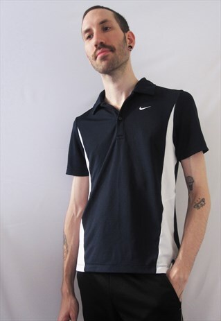 VINTAGE NIKE DARK BLUE & WHITE LIGHT POLO SHIRT