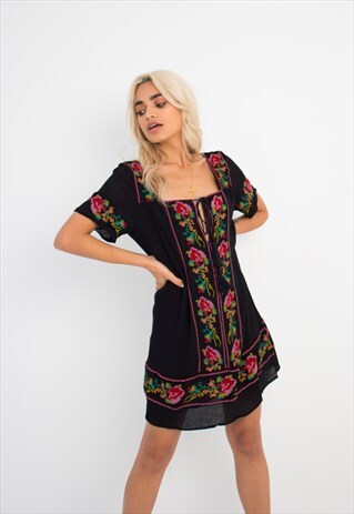 SENORITA ROSE EMBROIDERED DRESS